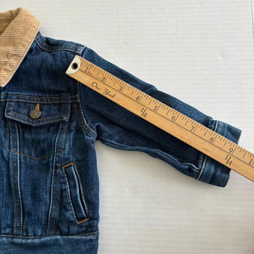 Talbots Kids Denim Jean Barn Jacket Corduroy Collar Elbow Patches Toddler 12 Mon